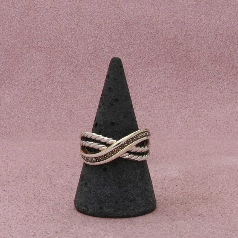 sterling silver diamond accent crossover band ring size 9